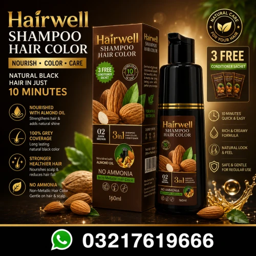 Dark Brown Hairwell Shampoo Hair Color